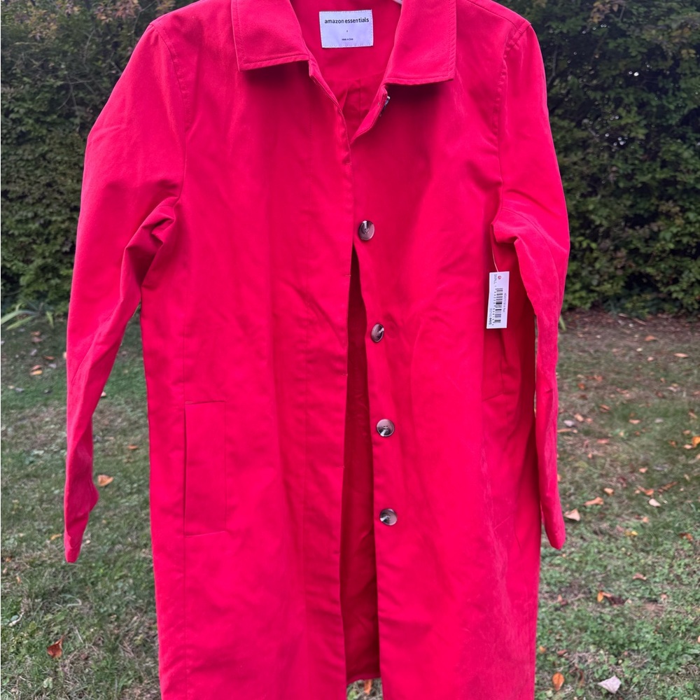Amazon Essentials Women's Vibrant Red Trench Coat